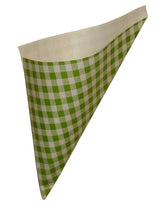 SALE 6¢! Hors d'oeuvre  Mini Plus K-14 Green & White Check Paper Cones holds 5.5 oz.